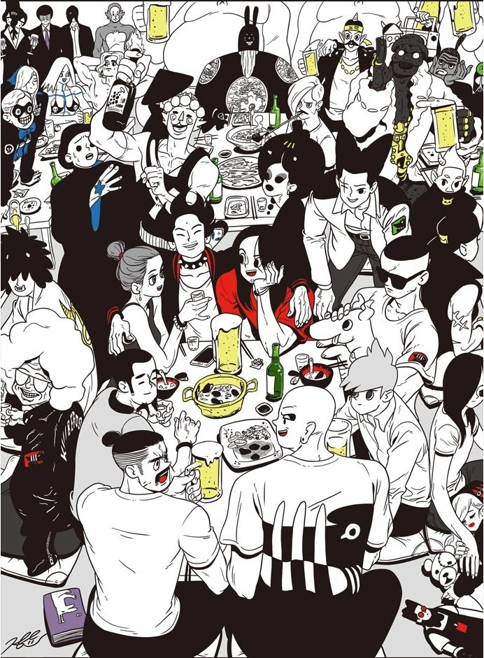 Provient de Hellper, une fête a lieu, on peut observer plusieurs personnages différents, des humains, des gobelins et des animaux.